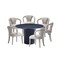 Manhattan Comfort 7-Piece Hathaway 59.05 Round Dining Set in Black with 6 Flor Dining Chairs in Silver Lining 6-DT05DC088AR-BKSL - alternate 4